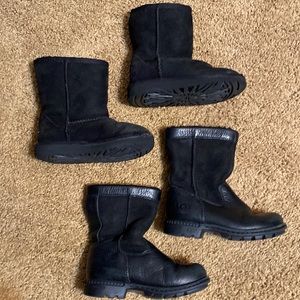 2 PAIR UGG BOOTS BLACK -1 PAIR LEATHER & 1 SUEDE